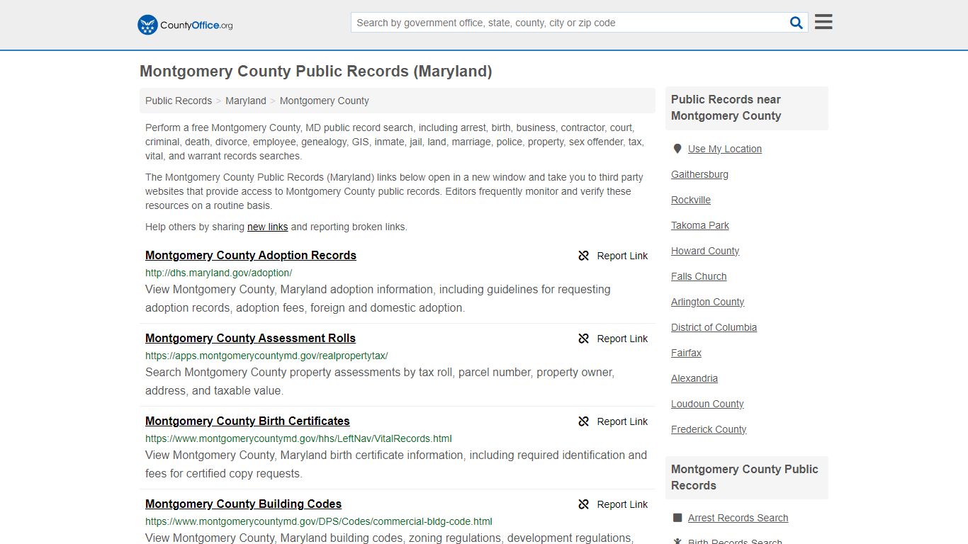 Public Records - Montgomery County, MD (Business, Criminal, GIS ...